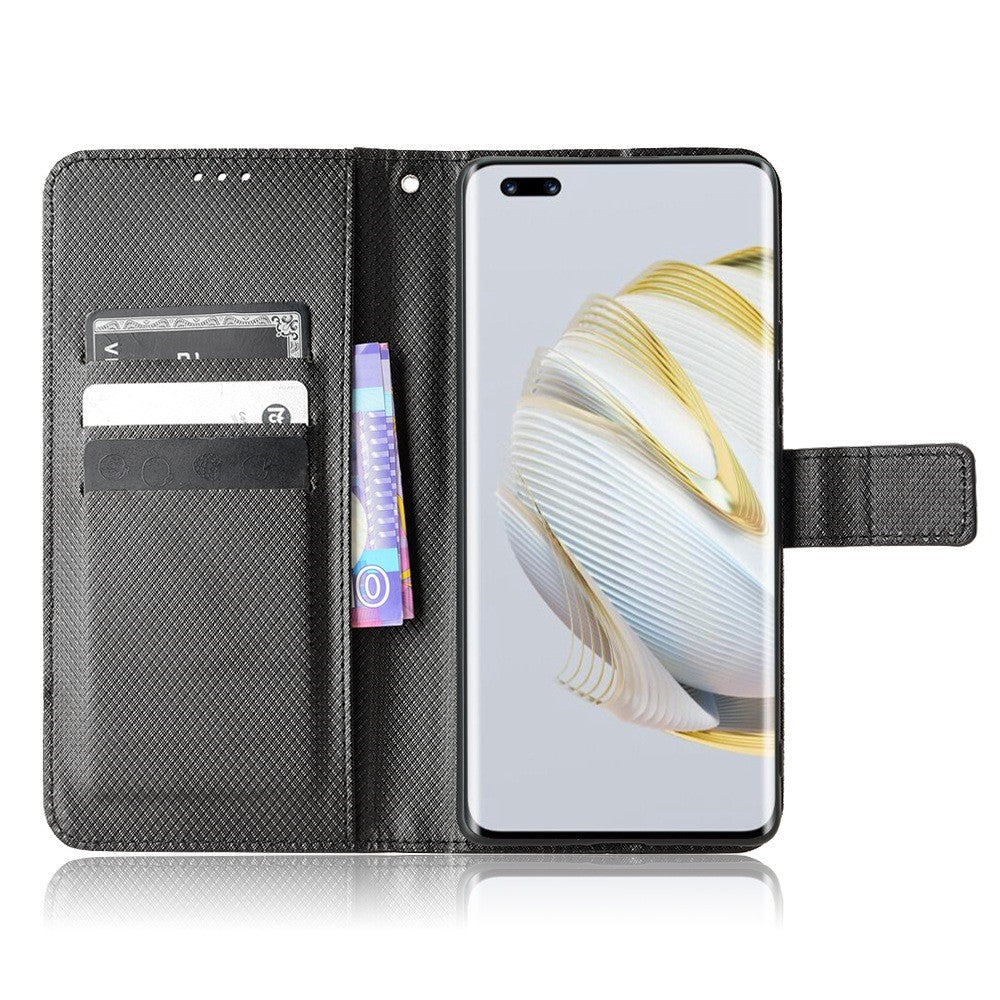 For Huawei nova 10 4G Shockproof Diamond Texture Stand Wallet Phone Case PU Leather + TPU Full Protection Cover