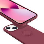 For iPhone 14 Plus 6.7 inch Easy Grip Ring Kickstand Liquid Silicone Phone Case Protective Back Cover with Wrist Strap