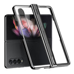 For Samsung Galaxy Z Fold4 5G Electroplating Folding Phone Case Side Hinge Protection Transparent PC Cover