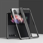 For Samsung Galaxy Z Fold4 5G Electroplating Folding Phone Case Side Hinge Protection Transparent PC Cover
