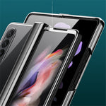 For Samsung Galaxy Z Fold4 5G Electroplating Folding Phone Case Side Hinge Protection Transparent PC Cover