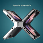 For Samsung Galaxy Z Fold4 5G Electroplating Folding Phone Case Side Hinge Protection Transparent PC Cover