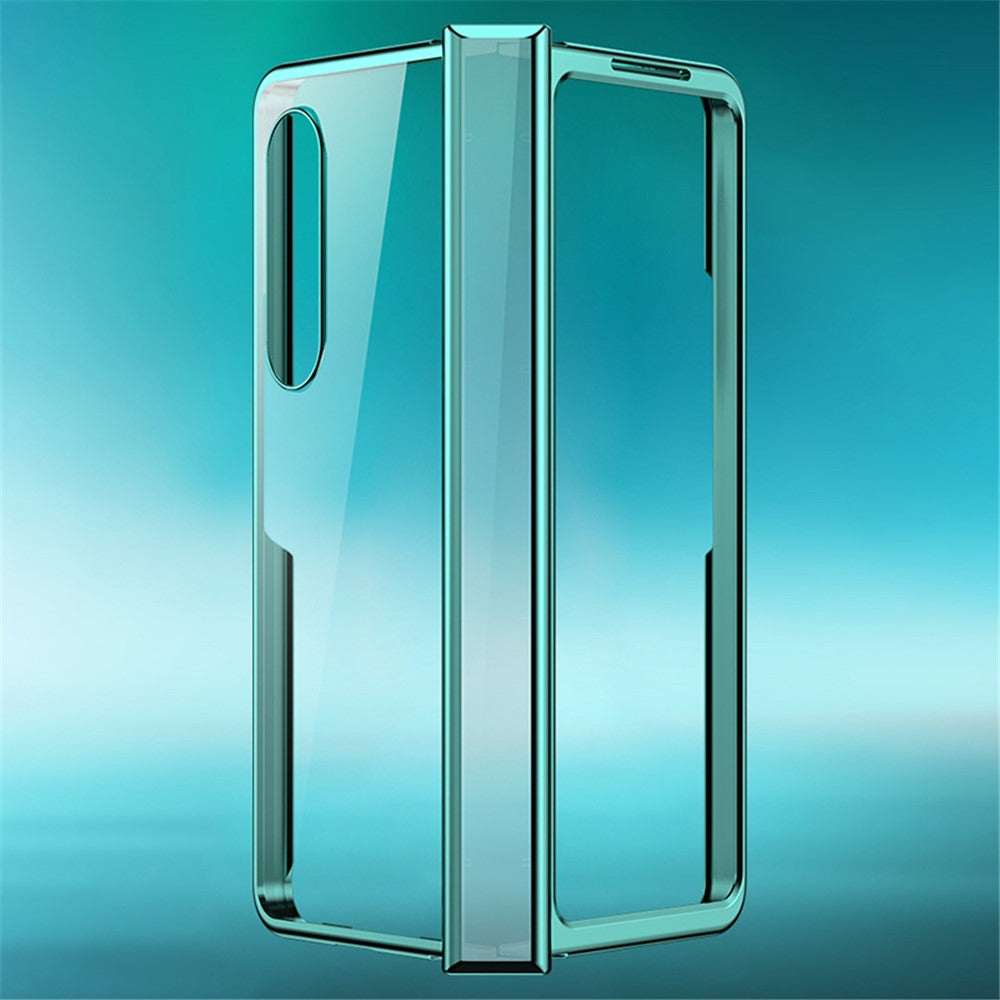For Samsung Galaxy Z Fold4 5G Electroplating Folding Phone Case Side Hinge Protection Transparent PC Cover
