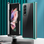 For Samsung Galaxy Z Fold4 5G Electroplating Folding Phone Case Side Hinge Protection Transparent PC Cover