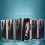 For Samsung Galaxy Z Fold4 5G Electroplating Folding Phone Case Side Hinge Protection Transparent PC Cover