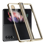 For Samsung Galaxy Z Fold4 5G Electroplating Folding Phone Case Side Hinge Protection Transparent PC Cover