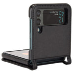 For Samsung Galaxy Z Flip4 5G Litchi Texture PU Leather Coated PC Phone Case Shockproof One-piece Cell Phone Cover with Card Slot