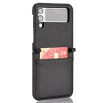 For Samsung Galaxy Z Flip4 5G Litchi Texture PU Leather Coated PC Phone Case Shockproof One-piece Cell Phone Cover with Card Slot