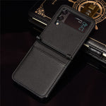 For Samsung Galaxy Z Flip4 5G Litchi Texture PU Leather Coated PC Phone Case Shockproof One-piece Cell Phone Cover with Card Slot