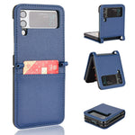 For Samsung Galaxy Z Flip4 5G Litchi Texture PU Leather Coated PC Phone Case Shockproof One-piece Cell Phone Cover with Card Slot