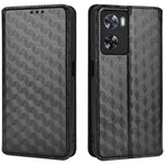 For Oppo A57 4G / A57s 4G / A57 (2022) 5G / A77 5G Magnetic Absorption Imprinting Rhombus Pattern PU Leather Stand Wallet Case Cover