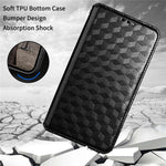 For Oppo A57 4G / A57s 4G / A57 (2022) 5G / A77 5G Magnetic Absorption Imprinting Rhombus Pattern PU Leather Stand Wallet Case Cover