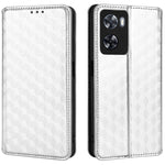 For Oppo A57 4G / A57s 4G / A57 (2022) 5G / A77 5G Magnetic Absorption Imprinting Rhombus Pattern PU Leather Stand Wallet Case Cover