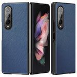 For Samsung Galaxy Z Fold4 5G Anti-drop Cross Texture Phone Case Rubberized PU Leather Coated PC Wear-resistant Phone Cover Shell