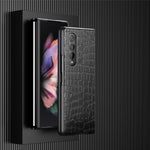 For Samsung Galaxy Z Fold4 5G Anti-Scratch Crocodile Texture PU Leather Coated Hard PC Phone Back Cover Case