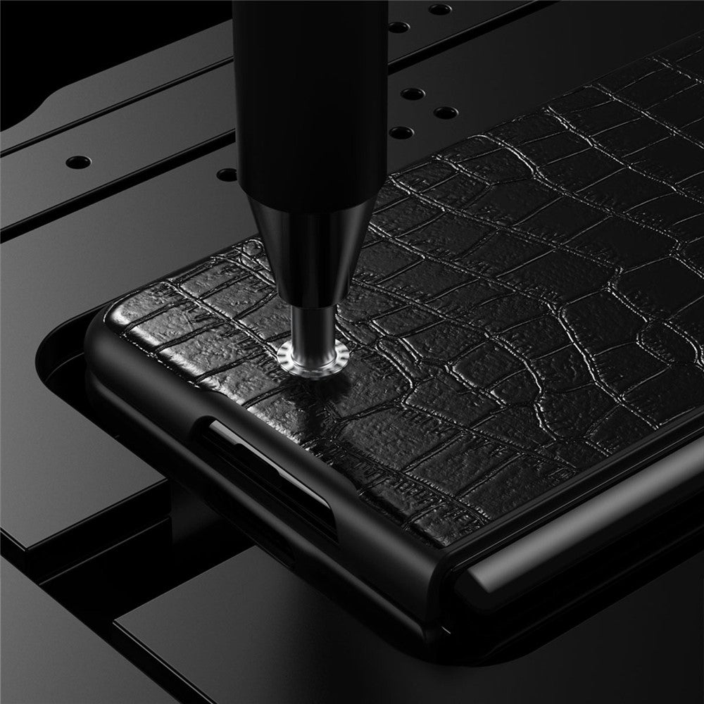 For Samsung Galaxy Z Fold4 5G Anti-Scratch Crocodile Texture PU Leather Coated Hard PC Phone Back Cover Case