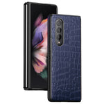 For Samsung Galaxy Z Fold4 5G Anti-Scratch Crocodile Texture PU Leather Coated Hard PC Phone Back Cover Case