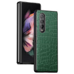 For Samsung Galaxy Z Fold4 5G Anti-Scratch Crocodile Texture PU Leather Coated Hard PC Phone Back Cover Case