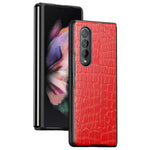 For Samsung Galaxy Z Fold4 5G Anti-Scratch Crocodile Texture PU Leather Coated Hard PC Phone Back Cover Case