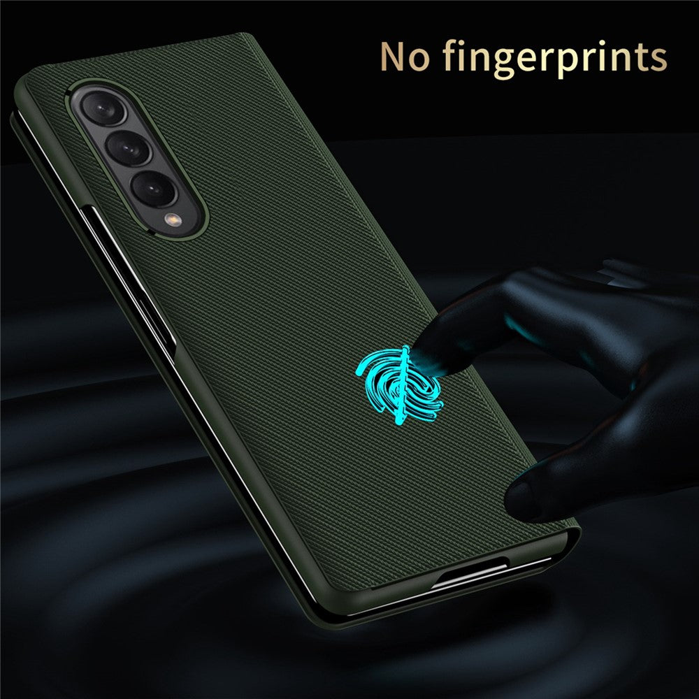 For Samsung Galaxy Z Fold4 5G Aramid Fiber Texture PU Leather Stand Case Magnetic Auto-Closure Folio Flip Phone Cover