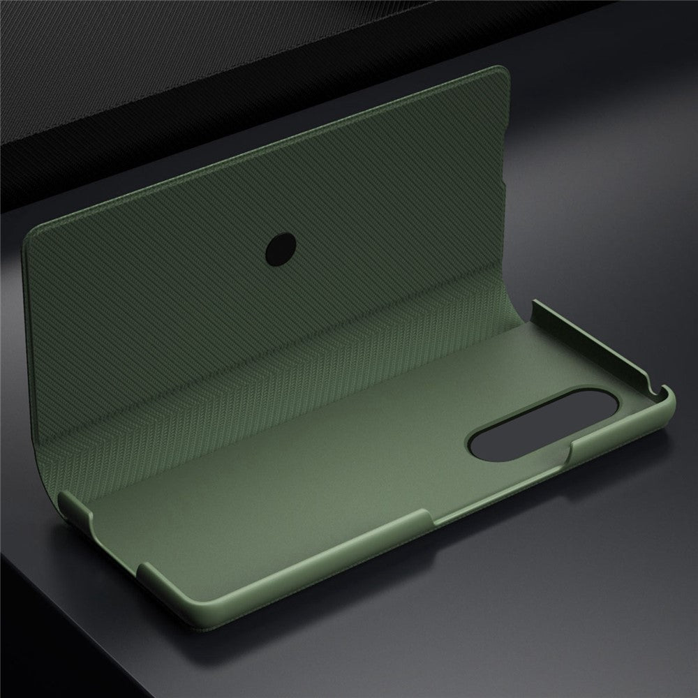 For Samsung Galaxy Z Fold4 5G Aramid Fiber Texture PU Leather Stand Case Magnetic Auto-Closure Folio Flip Phone Cover