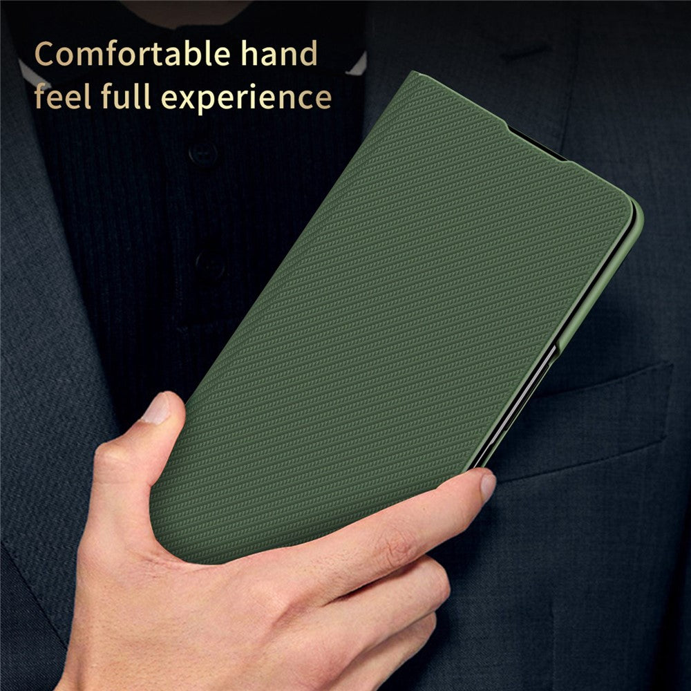 For Samsung Galaxy Z Fold4 5G Aramid Fiber Texture PU Leather Stand Case Magnetic Auto-Closure Folio Flip Phone Cover