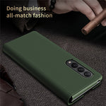 For Samsung Galaxy Z Fold4 5G Aramid Fiber Texture PU Leather Stand Case Magnetic Auto-Closure Folio Flip Phone Cover