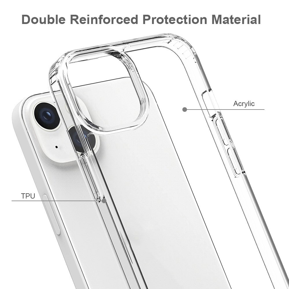 TPU kofanger akryl bagcover til iPhone 14 6.1 tommer, gennemsigtigt stødsikkert mobiltelefonetui