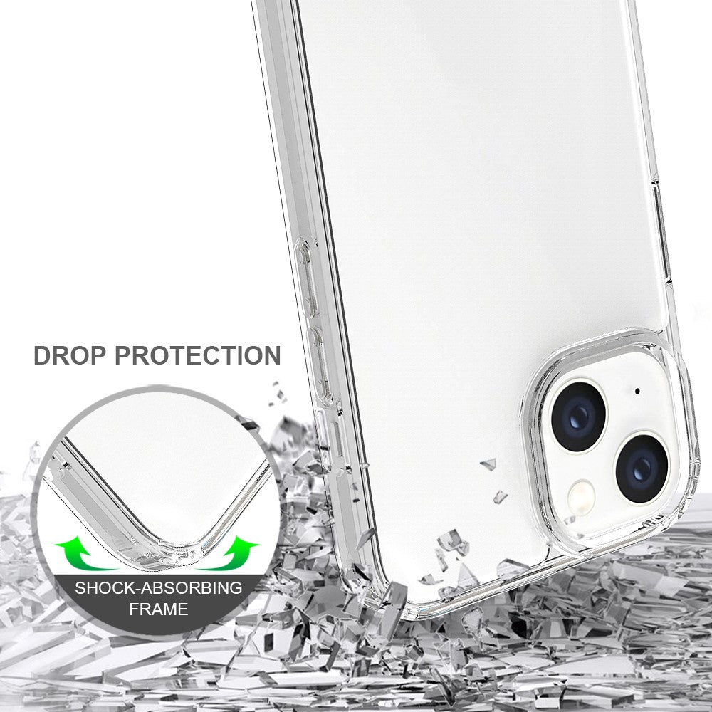 TPU kofanger akryl bagcover til iPhone 14 6.1 tommer, gennemsigtigt stødsikkert mobiltelefonetui