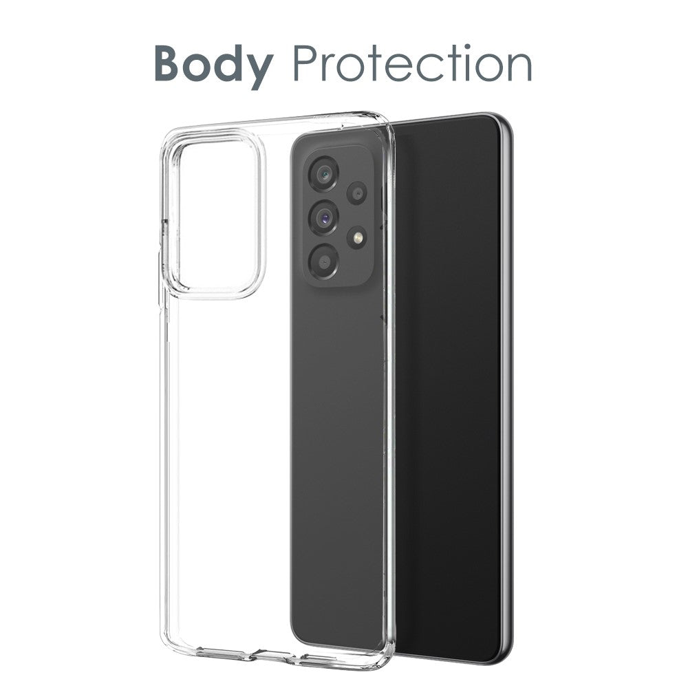 NORTHJO til Samsung Galaxy A53 5G Superklart TPU telefoncover med skærmbeskytter i hærdet glas
