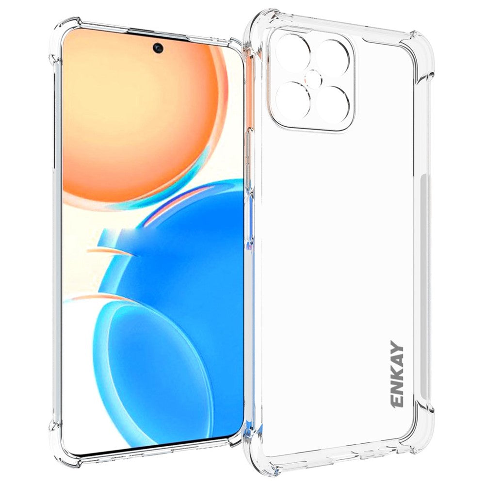 ENKAY HAT PRINCE TPU-skal med förtjockade hörn till Honor X8 4G, halkfritt kristallklart fallskydd för mobilen