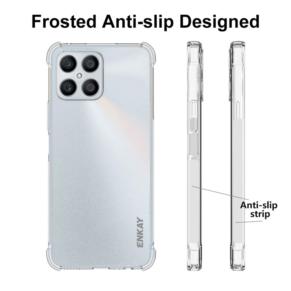 ENKAY HAT PRINCE TPU-skal med förtjockade hörn till Honor X8 4G, halkfritt kristallklart fallskydd för mobilen