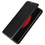 Xiaomi 12S Ultra 5G Magnetisk Kolfibertextur mobilskal Stativ Reptåligt PU-läderfodral med Kortplats