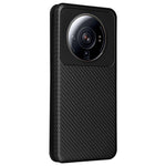 Xiaomi 12S Ultra 5G Magnetisk Kolfibertextur mobilskal Stativ Reptåligt PU-läderfodral med Kortplats