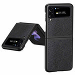 For Samsung Galaxy Z Flip4 5G Anti-Drop Phone Case Litchi Texture PU Leather Coated PC Protective Back Cover
