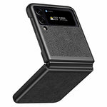For Samsung Galaxy Z Flip4 5G Anti-Drop Phone Case Litchi Texture PU Leather Coated PC Protective Back Cover