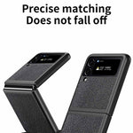 For Samsung Galaxy Z Flip4 5G Anti-Drop Phone Case Litchi Texture PU Leather Coated PC Protective Back Cover