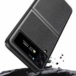 For Samsung Galaxy Z Flip4 5G Anti-Drop Phone Case Litchi Texture PU Leather Coated PC Protective Back Cover