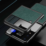For Samsung Galaxy Z Flip4 5G Anti-Drop Phone Case Litchi Texture PU Leather Coated PC Protective Back Cover