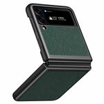 For Samsung Galaxy Z Flip4 5G Anti-scratch Cross Texture Phone Case Rubberized PU Leather Coated PC Back Cover Protective Shell