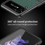 For Samsung Galaxy Z Flip4 5G Anti-scratch Cross Texture Phone Case Rubberized PU Leather Coated PC Back Cover Protective Shell