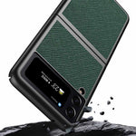 For Samsung Galaxy Z Flip4 5G Anti-scratch Cross Texture Phone Case Rubberized PU Leather Coated PC Back Cover Protective Shell