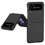 For Samsung Galaxy Z Flip4 5G Anti-scratch Cross Texture Phone Case Rubberized PU Leather Coated PC Back Cover Protective Shell