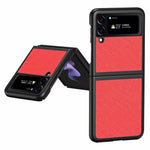 For Samsung Galaxy Z Flip4 5G Anti-scratch Cross Texture Phone Case Rubberized PU Leather Coated PC Back Cover Protective Shell