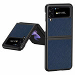 For Samsung Galaxy Z Flip4 5G Anti-scratch Cross Texture Phone Case Rubberized PU Leather Coated PC Back Cover Protective Shell