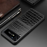 For Samsung Galaxy Z Flip4 5G Anti-Scratch Drop-Proof Phone Case Crocodile Texture PU Leather Coated Hard PC Back Cover