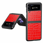 For Samsung Galaxy Z Flip4 5G Anti-Scratch Drop-Proof Phone Case Crocodile Texture PU Leather Coated Hard PC Back Cover