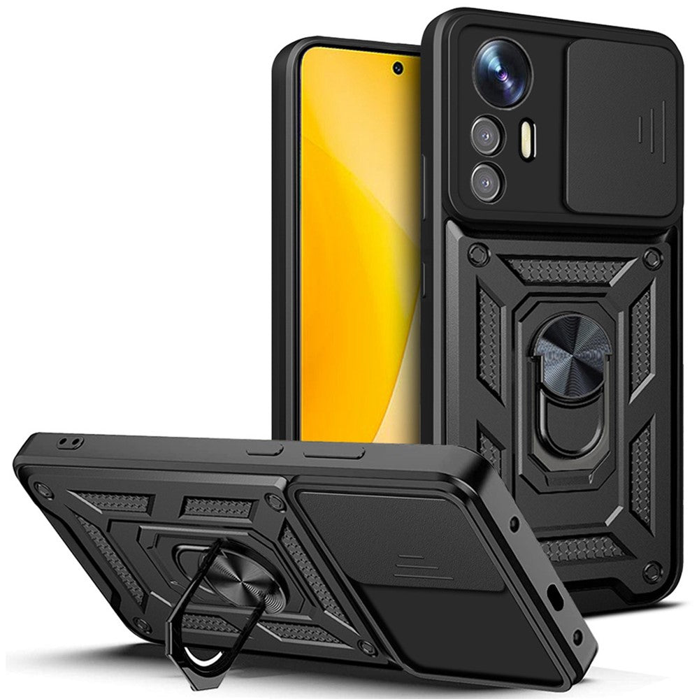 Xiaomi 12 Lite 5G Slide Camera Protective Phone Case Stativ PC + TPU Hybrid Mobilmobilskydd