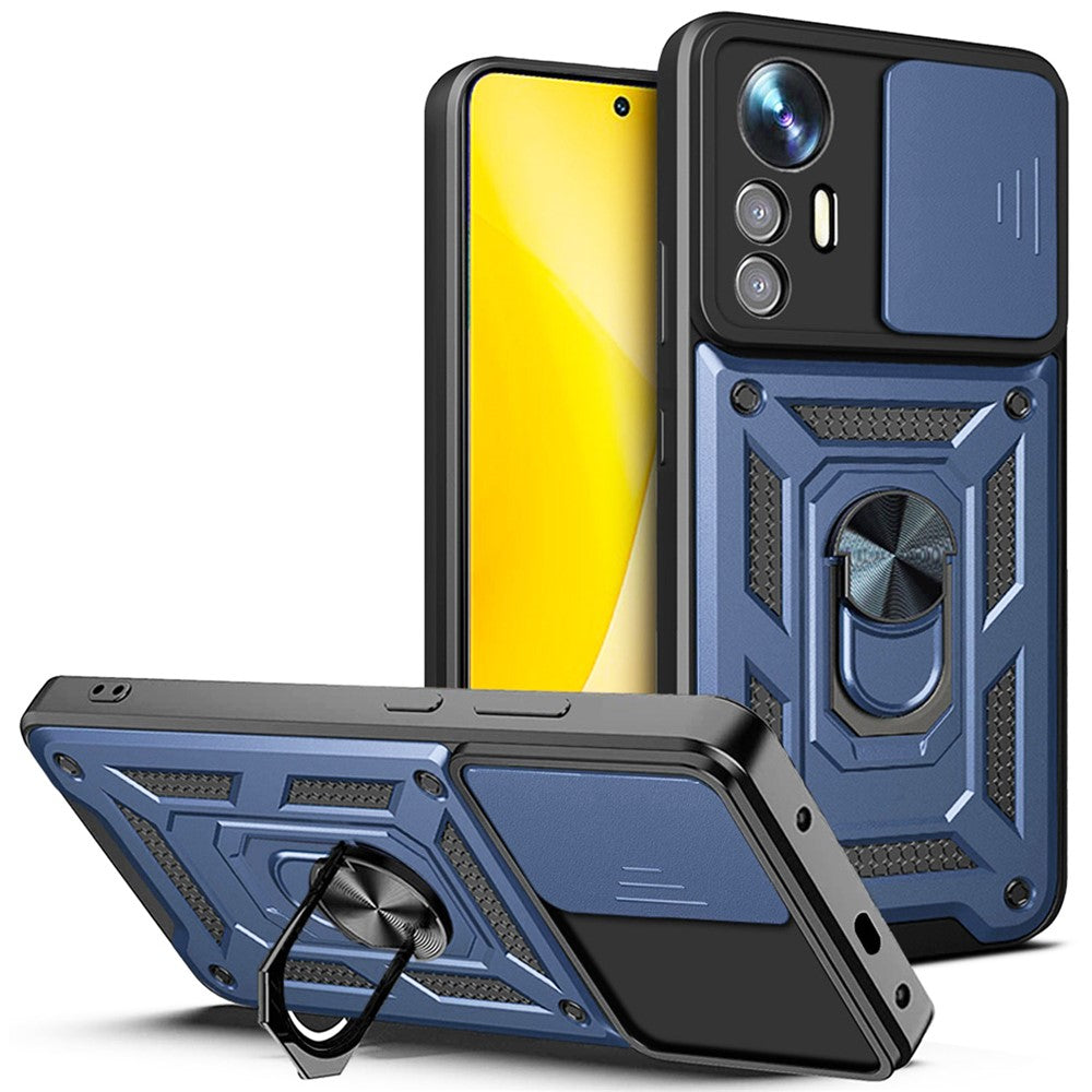 Xiaomi 12 Lite 5G Slide Camera Protective Phone Case Stativ PC + TPU Hybrid Mobilmobilskydd
