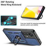 Xiaomi 12 Lite 5G Slide Camera Protective Phone Case Stativ PC + TPU Hybrid Mobilmobilskydd